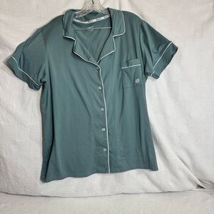 Women's Born, Green Blue Button-Up Sleep Shirt‎ Size Xl